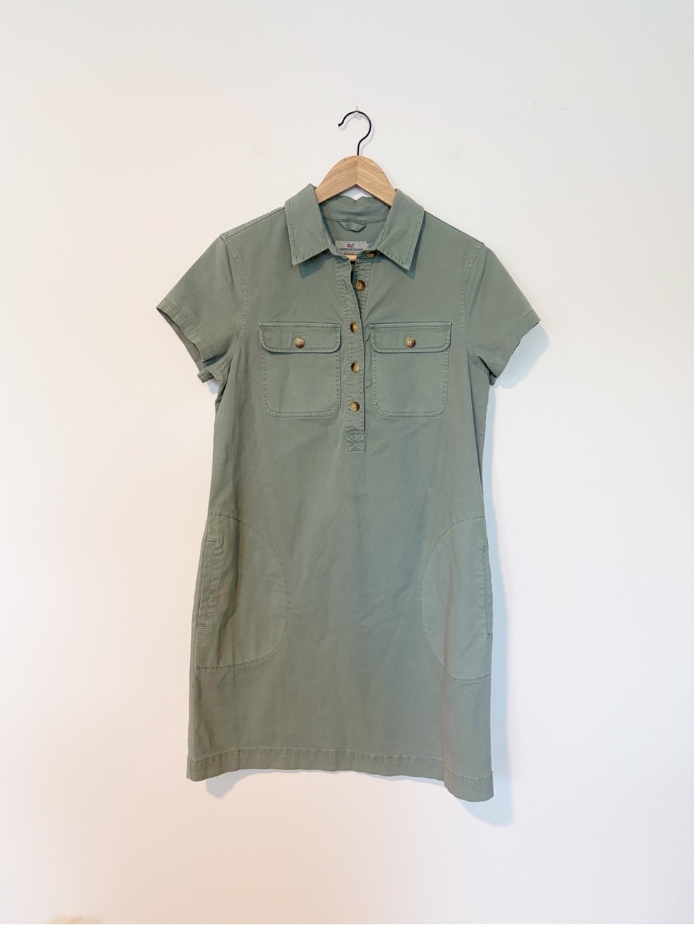 Vineyard Vines Green Button Down Collared Short Sleeve Dress
